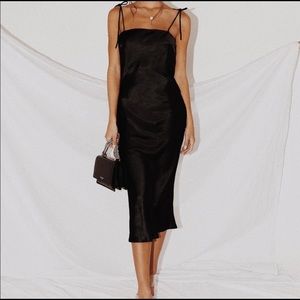 Princess Polly Black Satin Midi Dress